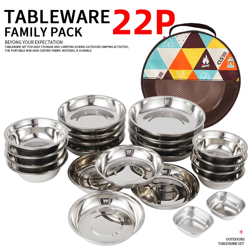 Camping Cooking Dining Set - 22 Parçalı Taşınabilir Kamp Yemek Tabağı
