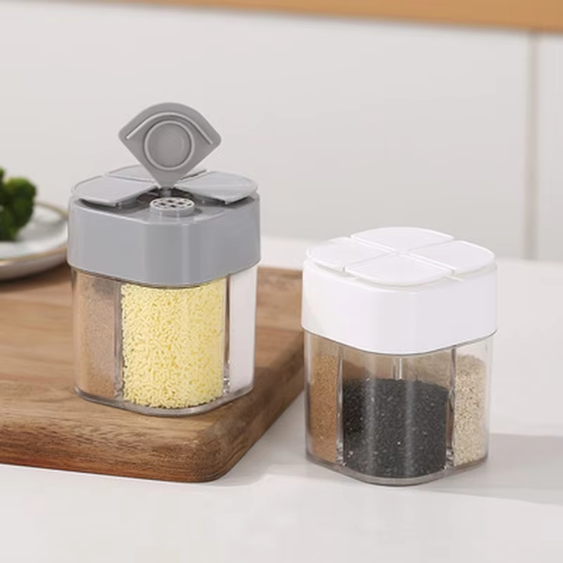 Camping Cooking Container - 4'ü 1 arada Plastik Baharatlık Seti,